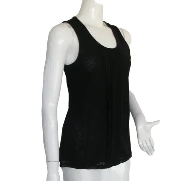 new CHICO'S Mesh Tank top, 1/M, Black Nylon, Pleats - Picture 2 of 11